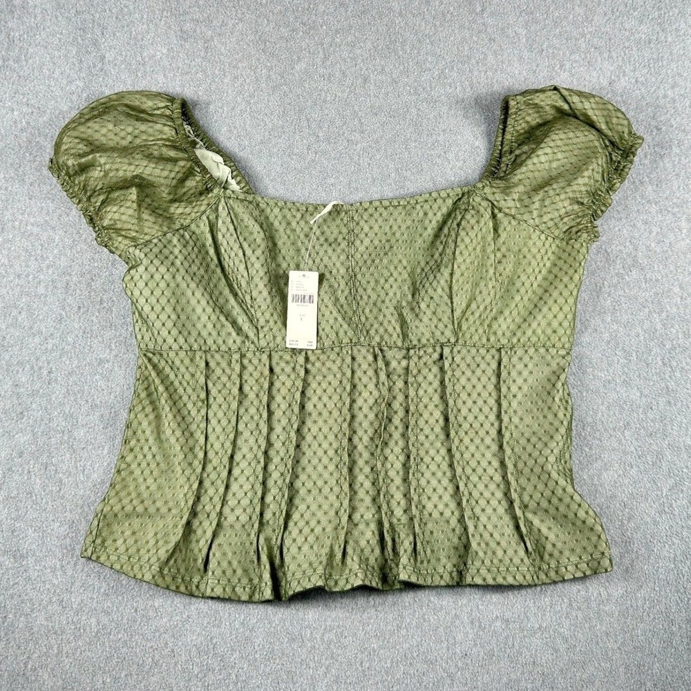 Anthropologie Green Puffed Sleeve Corset L 78$ MSRP NEW